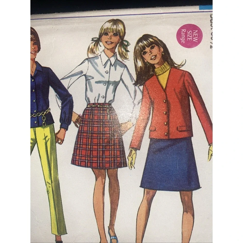 Vintage 60s Simplicity 7774 Sewing Pattern Junior Teen Jacket Skirt Sz 9/10